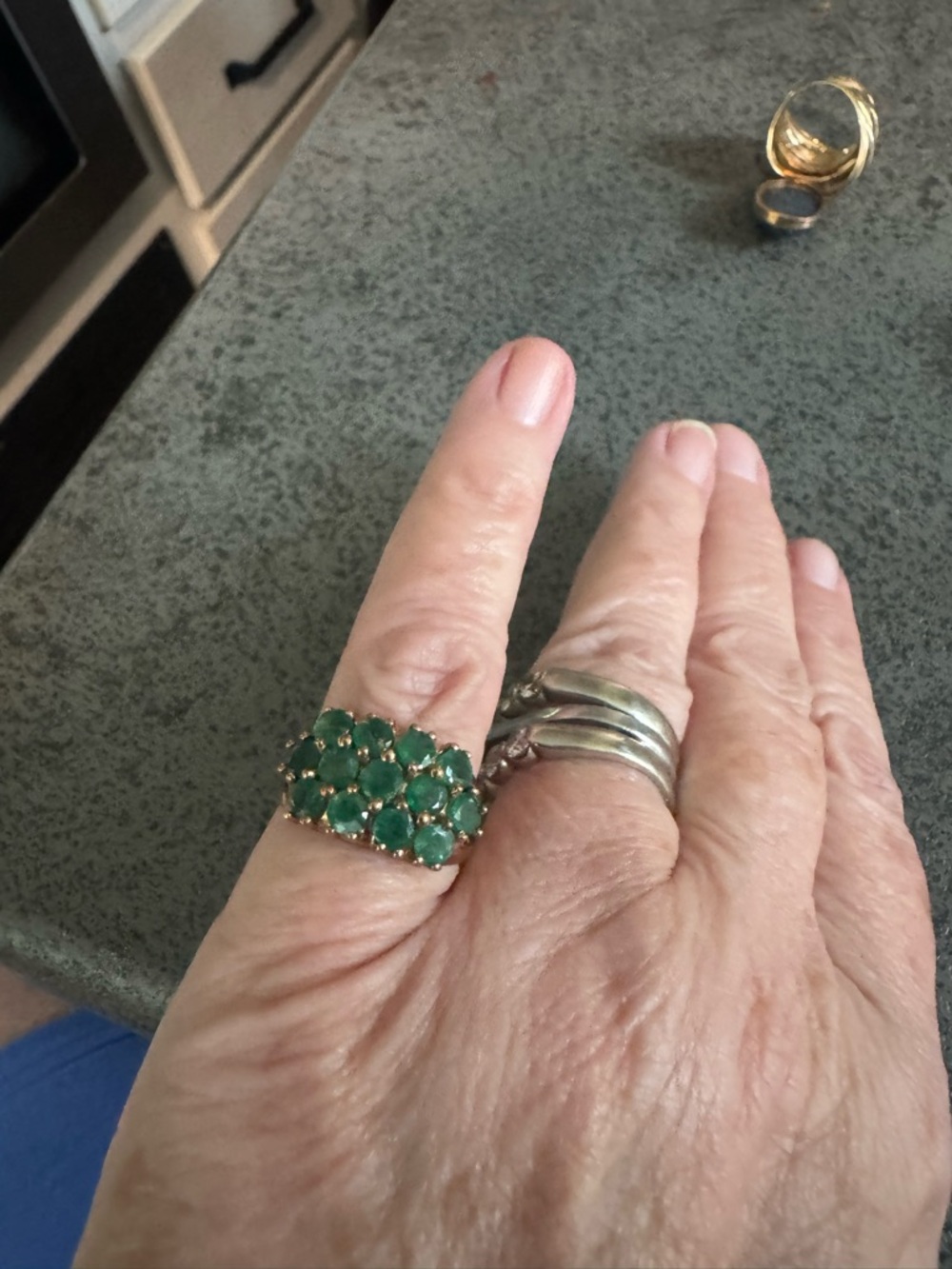 14K Emerald Ring 13 stones *NEW PICS& Video - Picture 7 of 16